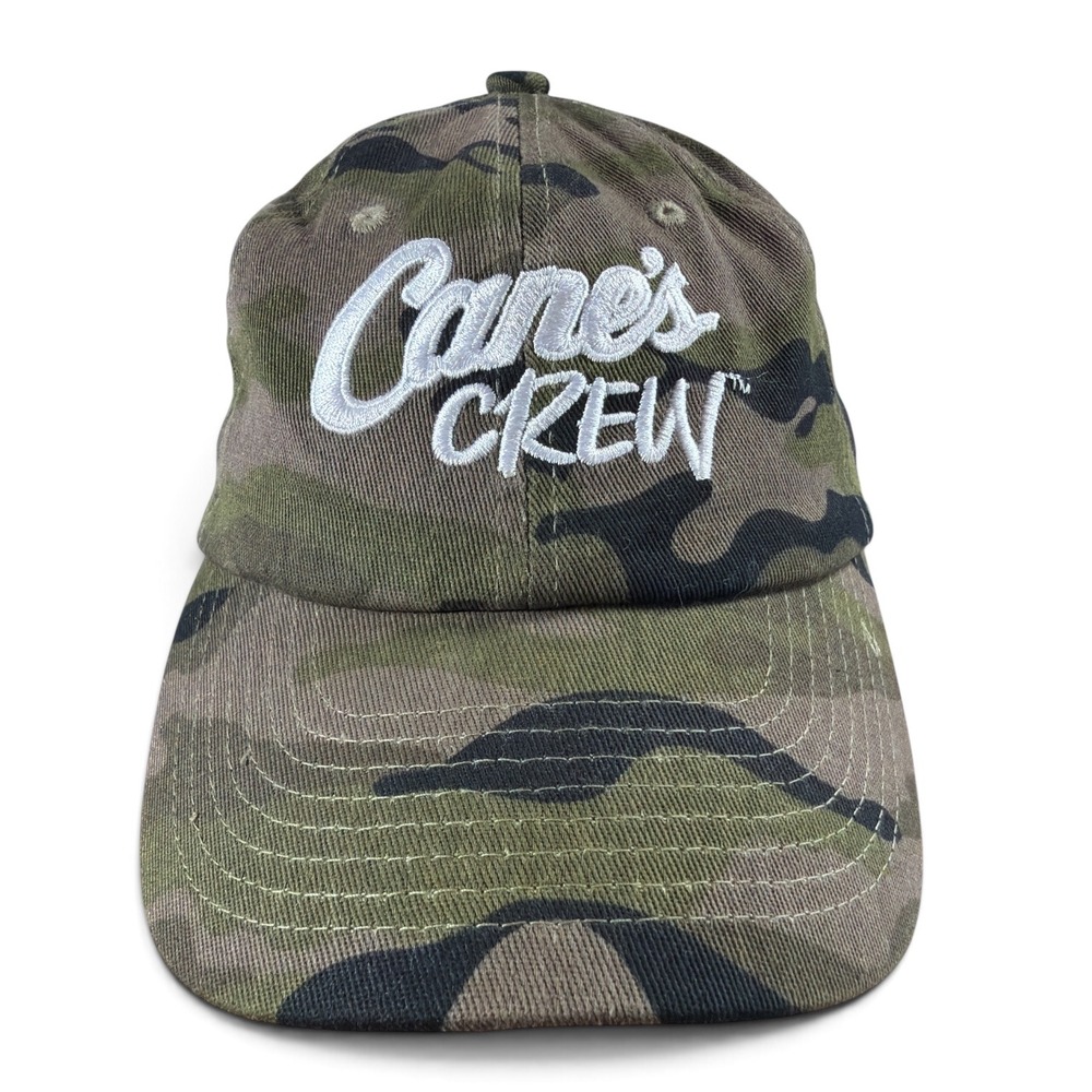 Raising Canes Crew Camo Strapback Baseball Cap OS Embroidered One Love Hat